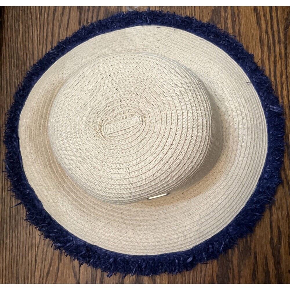 San Diego Hat Company Women's One Size Navy Blue Raffia Hat New Beach Wide Brim